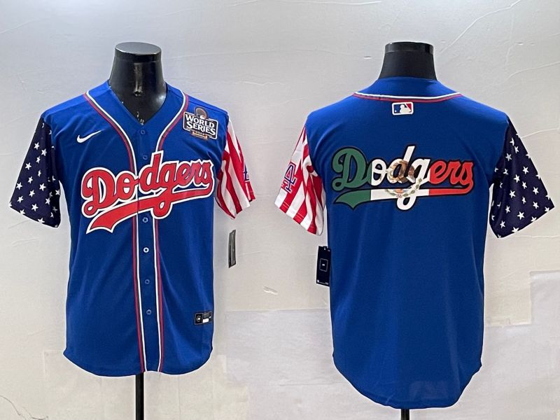 Men Los Angeles Dodgers Blank Blue a generation of national flags Joint name 2025 Nike MLB Jersey style 9